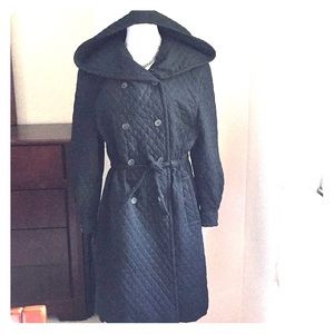 Black Jacket with Hood and double Breast Buttons